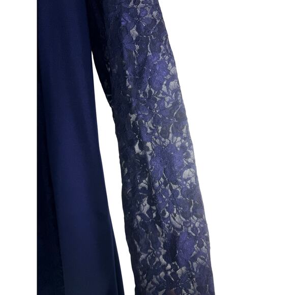 Antonio Melani Lace Dress Women Large Blue Long Sleeve Sheath Knee Length - Picture 4 of 7